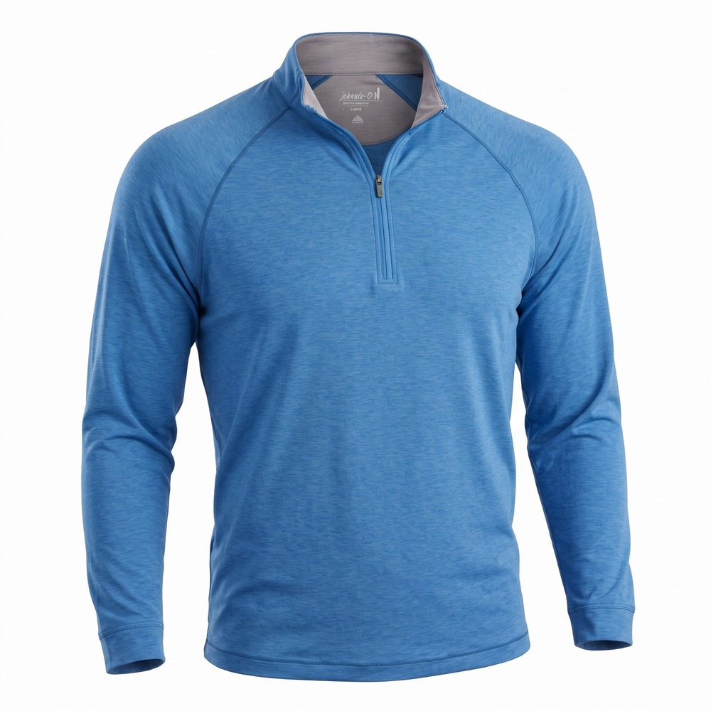 Johnnie-O Freeborne Quarter Zip Men Large Barrels Blue Performance Pullover